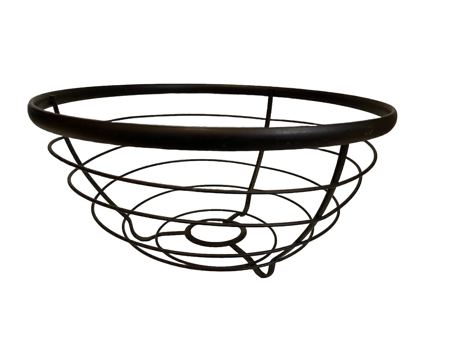 Bronze Antique Metal Fruit Bowl Ball Footed Open Wire Vintage large 12