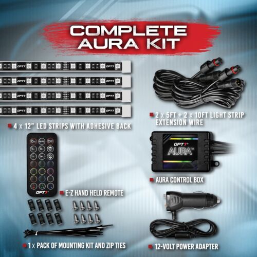 OPT7 Aura LED Interior Light Kit 4pc/6pc 12-Inch Smart Strips with Dimmer Strobe - Picture 10 of 14