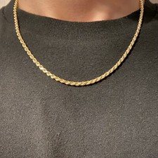 Cadena de oro 14k cadena de cuerda de oro 18 pulgadas 3 mm .925 Italia estampada