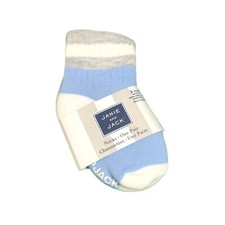 Janie and Jack Boys Crew Socks Ribbed Blue Gray White 3-6M