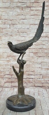 Handcrafted Original Signed Milo French Bronze Pheasant Game Bird Sculpture