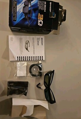 SHARP AN-3DG20-B Active Rechargeable 3D Glasses (Untested)