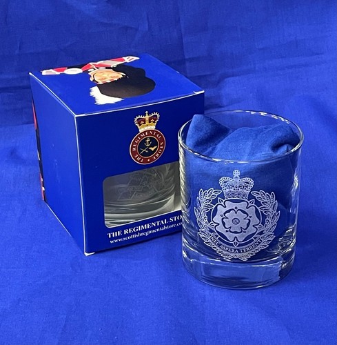 UK British Army Regimental engraved Whisky glass with regimental cap badges. - Picture 22 of 73