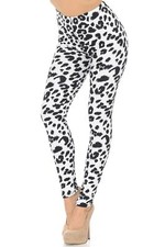 Reg One Size Ladies Creamy Soft black White Leopard Leggings Women