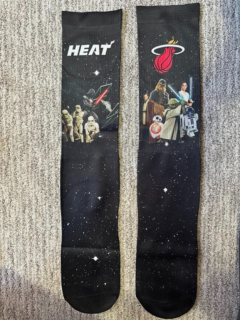 Miami Heat NBA - Star Wars Night - Long Black Socks - NEW