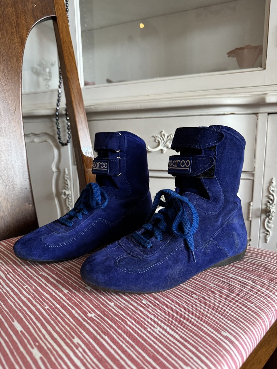 Vintage 80s Sparco Shoes Men Blue Formula Race Rally Auto Racing