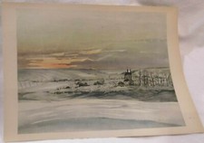 ANTIKER DRUCK NACH AQUARELL Fritz Brauner 1942 10.D&ouml;rfchen in der HKL WW2 2.WK