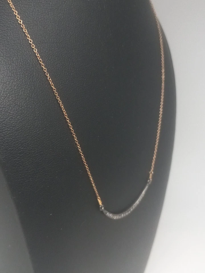 14K золото заполненное 16» цепочка 925 бриллиант акцент полумесяц ремесленник подвеска ожерелье - Изображение 4 из 4