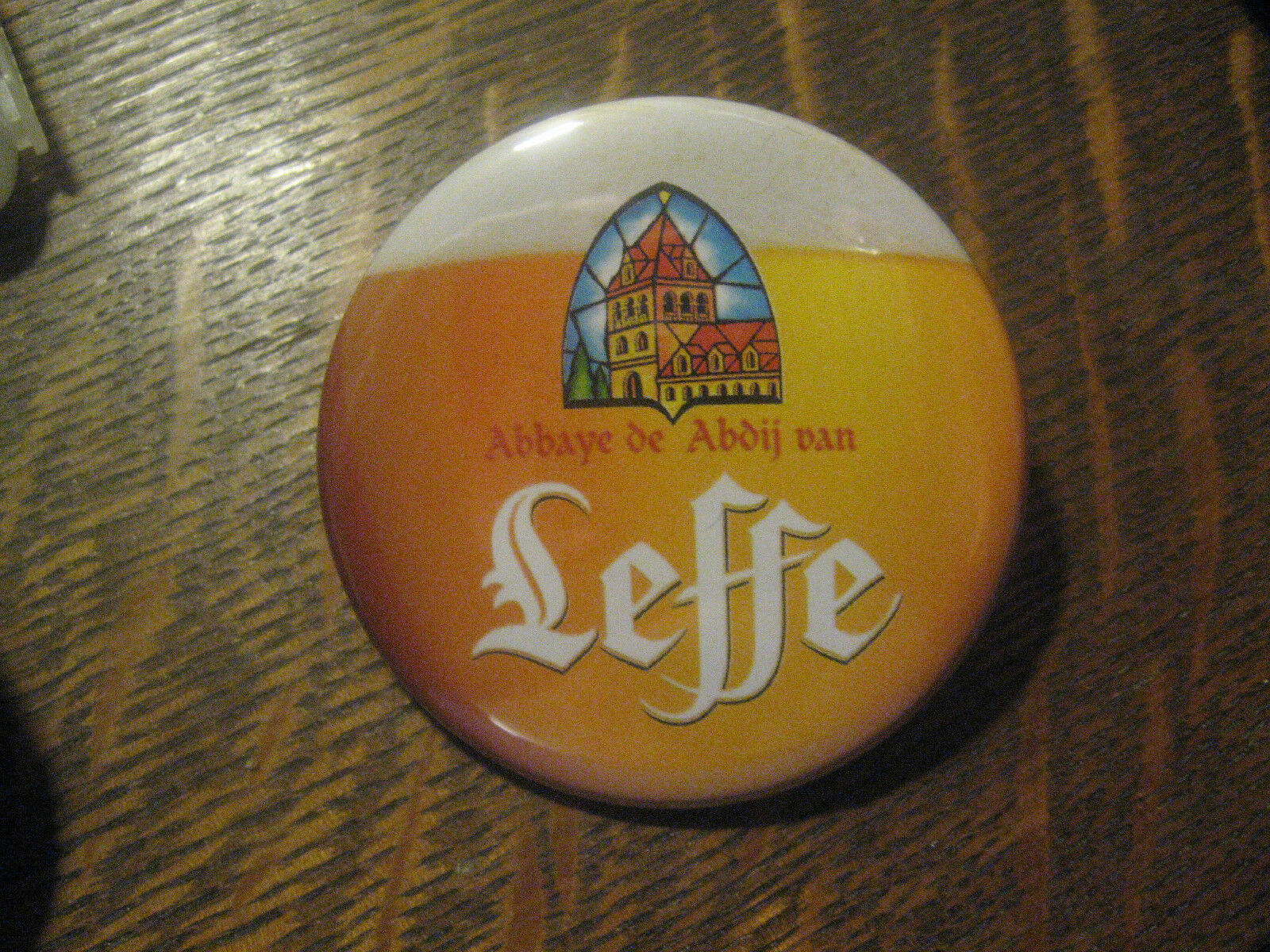 Leffe Blonde Beer Abbaye de Belgium Brewery Pint Advertisement Button Pin $20
