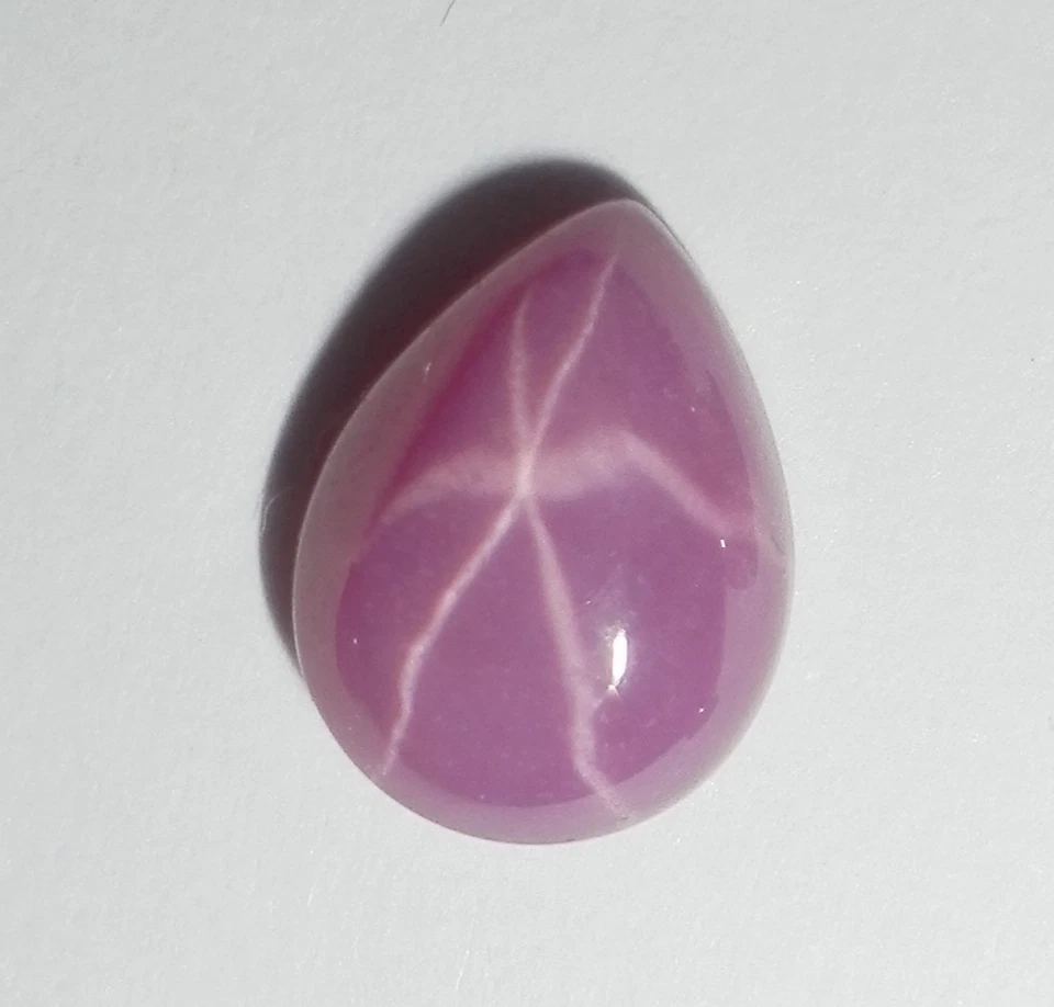 Opaque Star Ruby Pear 9x7 mm Cabochon 6 Rayed Lab-created Stone 1 piece Lot - Image 3 of 4