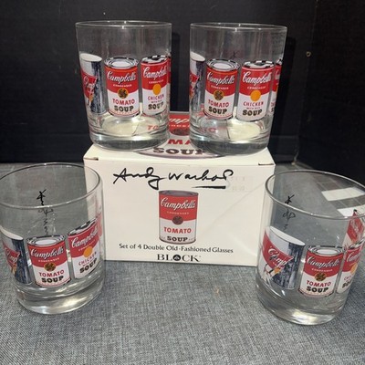 Andy Warhol Campbells Soup Set of 4 Double Old-Fashioned Glasses