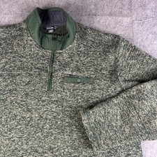 Eddie Bauer Pullover Men's XXL Green Marled Fleece 1/4 Zip Sweater Jacket Casual