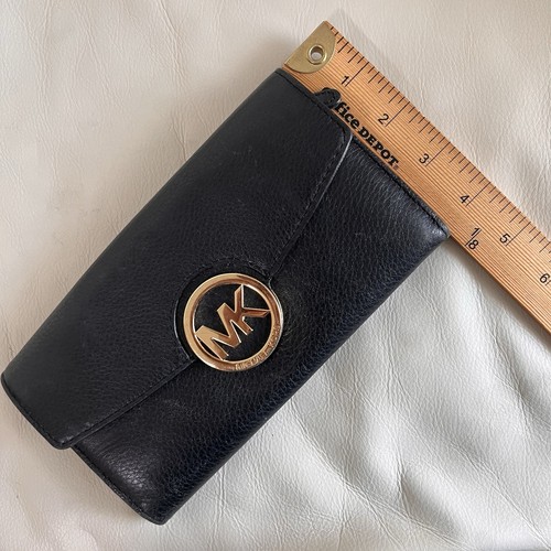 Michael Kors Black Leather Wallet Classic Logo - Picture 8 of 8