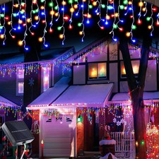 Solar Christmas Icicle Lights 162/96 LED 8 Modes Waterproof Curtain
