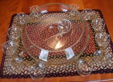 Vintage 14 PC Riekes Crisa Punch Bowl Set In Original Box #7050