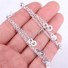 Designer Inspired 925 Sterling Silver 1" Thread hanging Hoop Post Earrings M40