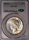 1924-S Peace Dollar CAC AU-58; Looks Unc.
