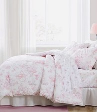 Vintage  Laura Ashley  Pink Reversible  Delphin  Cotton Comforter Floral-Stripe