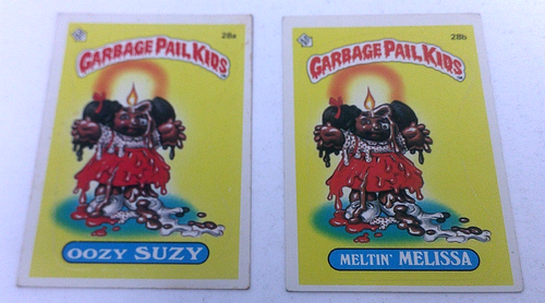 1985 Garbage Pail Kids 1st Series 1 Oozy Suzy 28a & Meltin' Melissa 28b ...