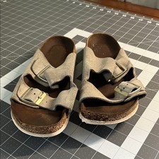 Birkenstock Arizona Sandals in Green suede with Gold Buckle