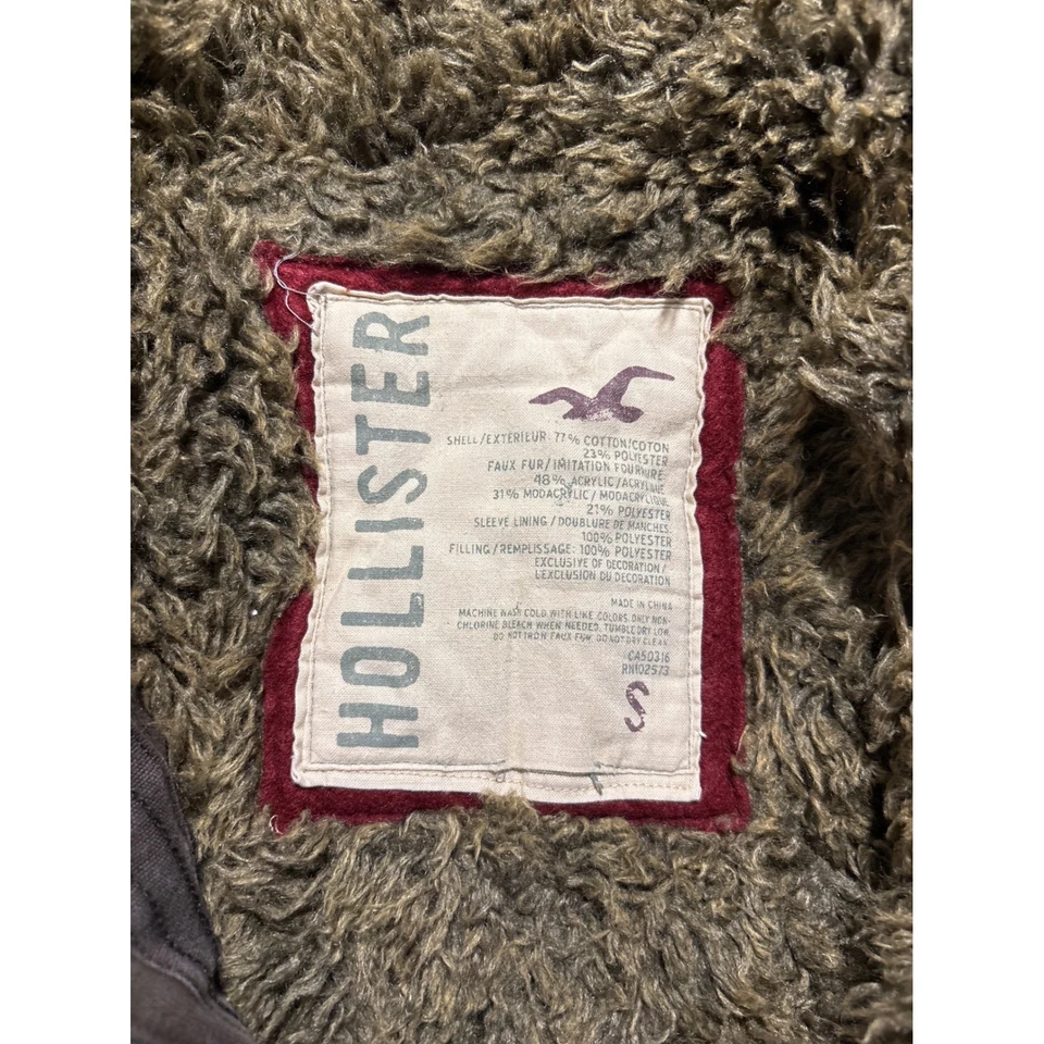 Hollister Y2K Brown Sherpa Lined Full Zip Hoodie Warm Comfy Layering Jacket - Image 3 of 4