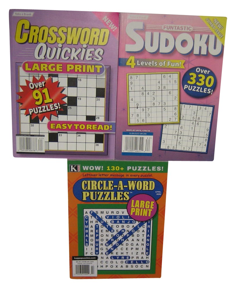 Lot of 3 Kappa Circle-A-Word Take A Break Sudoku & Crossword Quickies Book Lot -