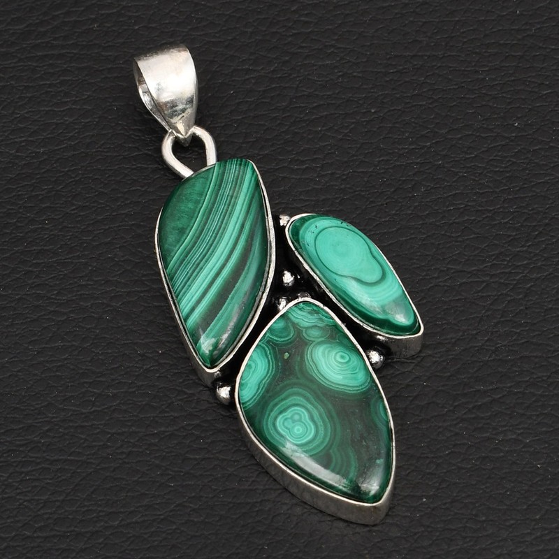 Malachite Gemstone Ethnic Handmade Pendant Jewelry For Unisex 2.56" AP-36911