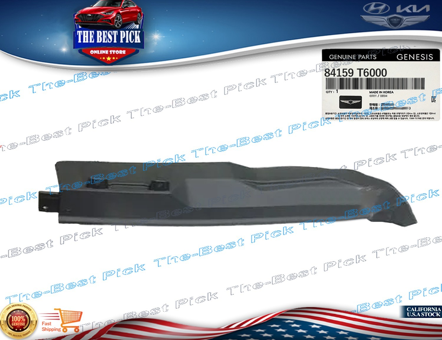 ⭐GENUINE⭐Fender Ledge Cover APRON Upper Left 21~26 Genesis GV80 ⭐OEM⭐ 84159T6000