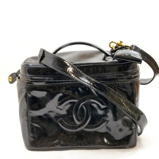 Chanel Vanity Bag Coco Mark Nero Pelle Verniciata 2674477