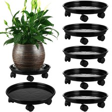 6 Packs Plant Caddy with Wheels 11.8" Plastic Rolling Plant Dolly Coasters He...