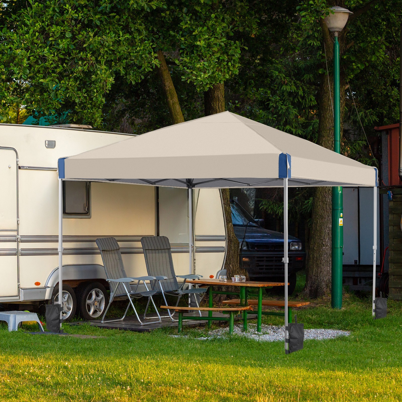Aoodor 12'x12'/10'x10' Pop Up Canopy Tent with Roller Bag Portable Oxford Shade