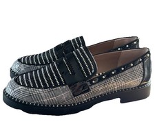 Betsey Johnson Darian Black White Gingham Beaded Loafer Slip On Shoes Size 11M