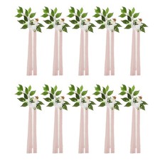 10Pcs Wedding Aisle Decorations Pew Flowers Chair Decor Artificial Flowers White