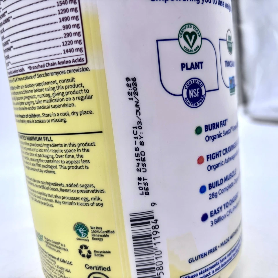 NUEVO Garden Of Life Crudo Orgánico Ajuste Alto en Proteínas para Bajar de Peso - Chocolate Foto 4 de 4