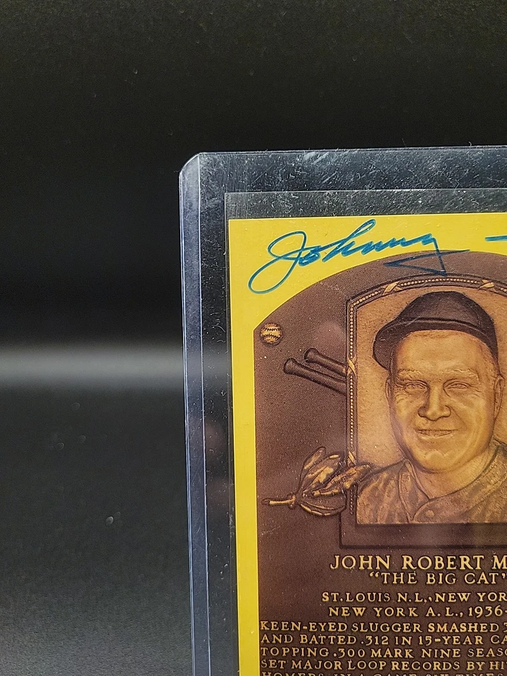 Johnny Mize Hand Signed Gold Hall Of Fame Plaque Postcard Autograph New York - Image 4 of 4
