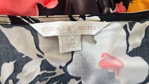 BOSTON PROPER Size L Jersey Floral Dolman Sleeve Blouson Mini Dress L - Picture 7 of 7