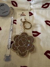 Gold Rhinestone Flower Keychain leather - like Floral Detachable Keyring