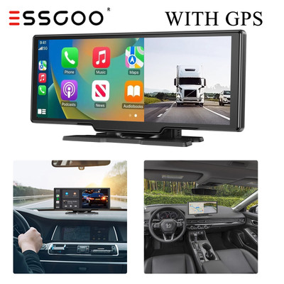 ESSGOO 4K 10.2'' Dashcam Carplay Autoradio Android Bluetooth Apple AutoKamera Nav