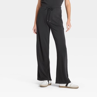 Women's High-Rise Fleece Wide Leg Sweatpants - Universal Thread Black XS