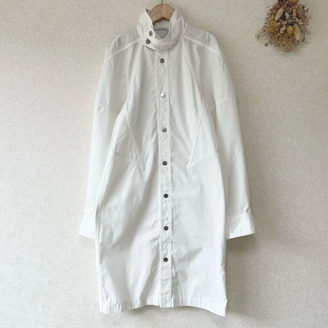 Abito camicia Bottega Veneta bianco cotone taglia 38 bottoni a pressione look pulito