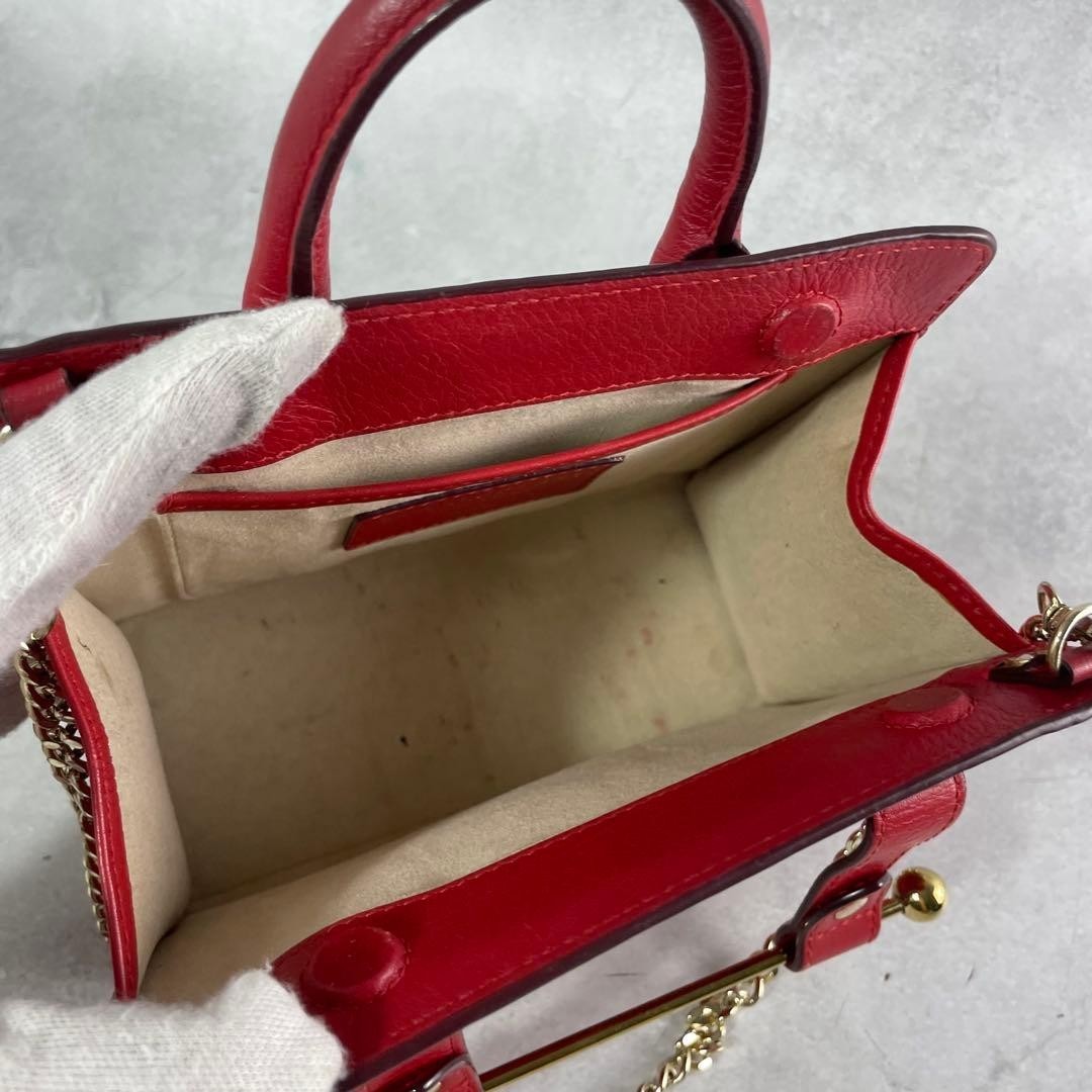 Strathberry 2-way shoulder bag in red leather USED From Japan