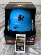 Kyle Stowers Signed Full Size Batting Helmet Miami Marlins Autographed JSA COA