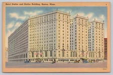 Vintage Linen Postcard Hotel Statler Boston MA 1948 Park Square