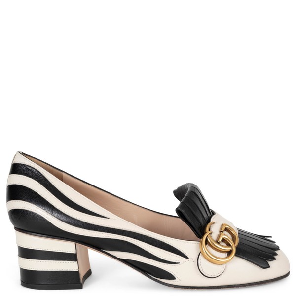 73509 authentische Gucci schwarz weiß Leder 2016 MARMONT ZEBRA Pumps Schuhe 38,5