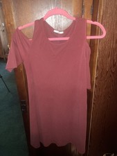Women’s Acemi Tank Top/Short Sleeve Cut Out Small Maroon Dress Made In USA!