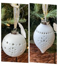 Melrose Inter  l White Porcelain Cutout Christmas Ornaments. Set Of 2. 4   5.5  