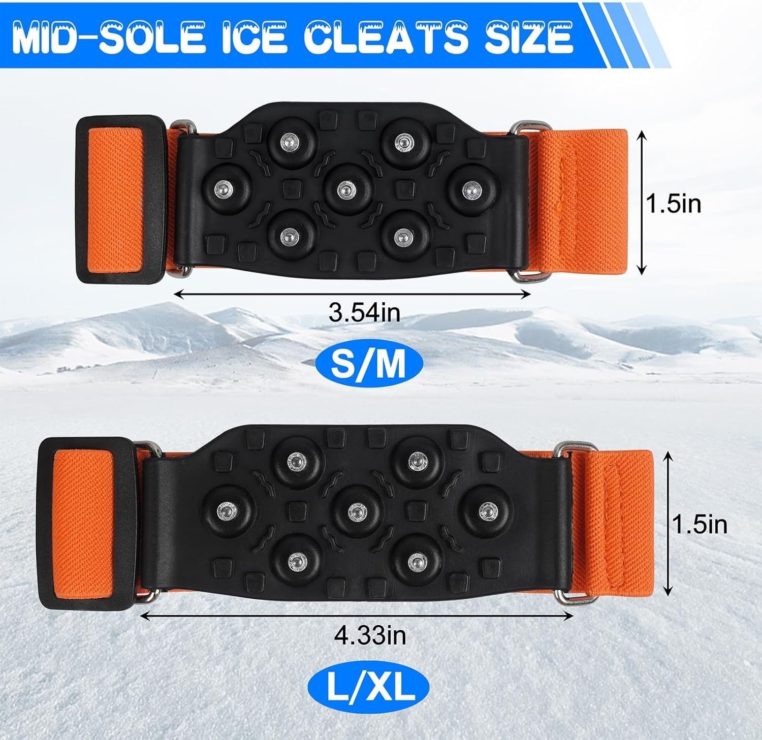 Ice Cleats Mid-Sole Snow Traction Cleats for Walking on Snow and Ice Anti-Sli...