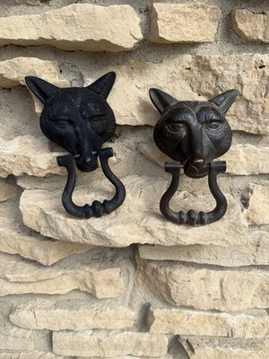 Beautiful Bronze Door Knocker Fox Shaped Vintage Front Door Knocker 2 Piece Set