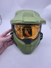 Master Chief Green Helmet Mask Plastic Costume with Gold Visor Adult 2023