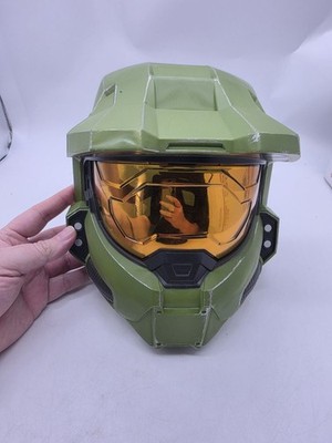 Master Chief Green Helmet Mask Plastic Costume with Gold Visor Adult 2023